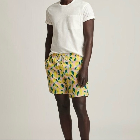 Bonobos Riviera Swim Trunks Board Shorts Painted Lemons Pockets Size Large‎ - Picture 13 of 13
